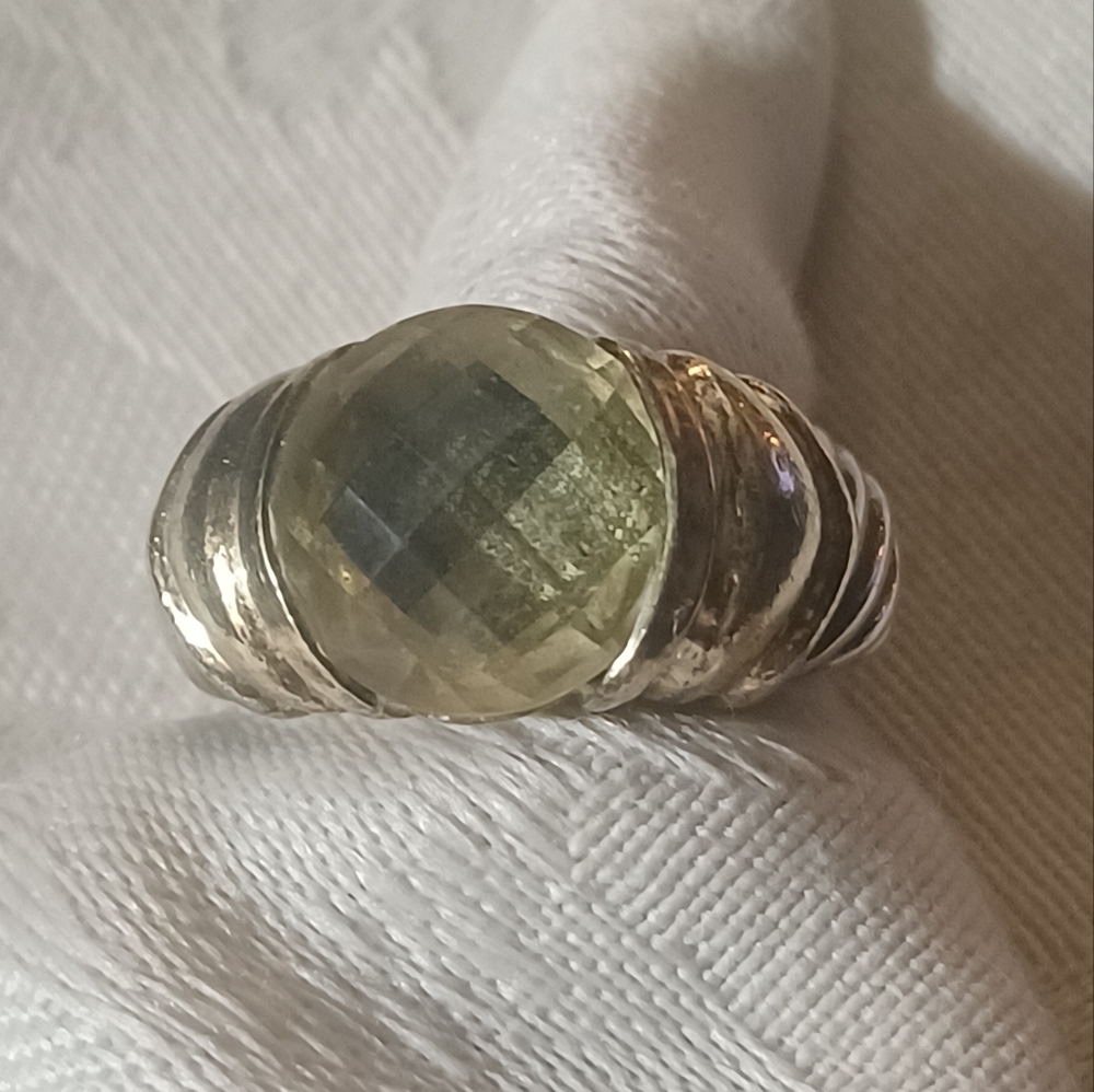 David Yurman Capri Ring with Lemon Citrine, SS & 14k, Size 6.5